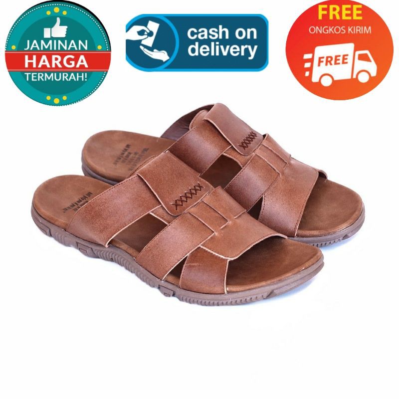 SANDAL KULIT PRIA 05 CEVANY BLACK BROWN TAN KULIT SAPI ASLI ORIGINAL