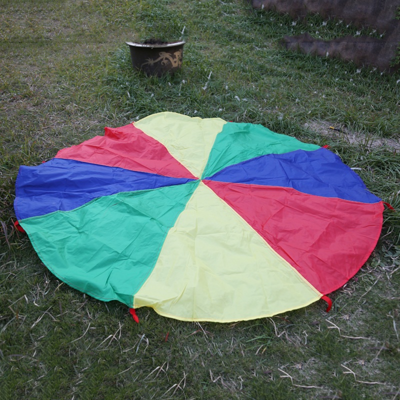 6.5ft 2M Parasut 8 Pegangan Warna Pelangi Untuk Olahraga / Outdoor