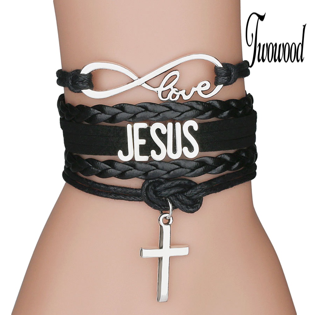 Gelang Tali Multilayer Desain Infinity Love JESUS Cross Untuk Unisex