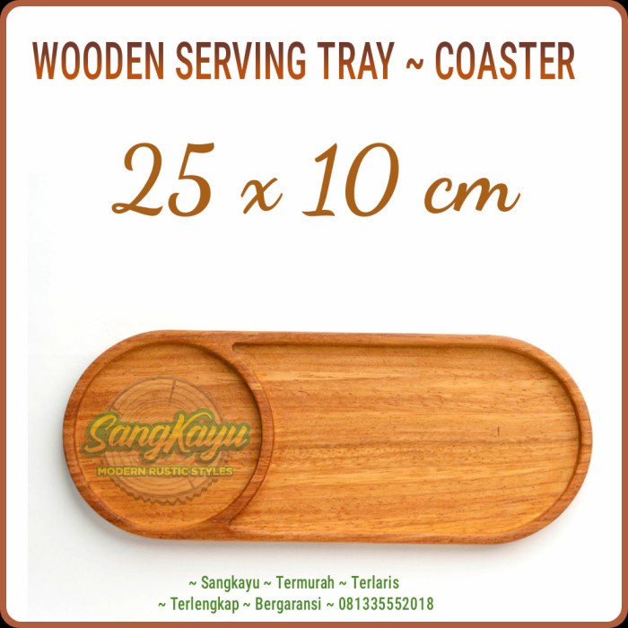 Baki Nampan kayu oval 25x10 Wooden tray plate piring kayu tatakan kayu - KAYU MAHONI