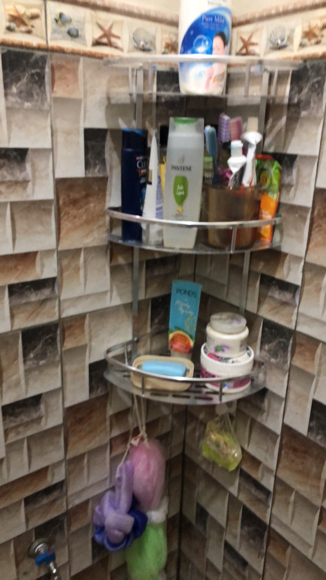 Rak Dinding Sudut Siku 3 Susun Toilet Wc Kamar Mandi Aluminium M48