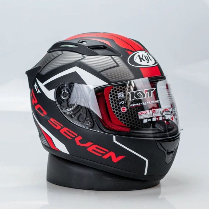Helm Full Face KYT RC7 Motif Seri 18 Matt Black Red Merah Hitam Doff Doft Original Motor Touring
