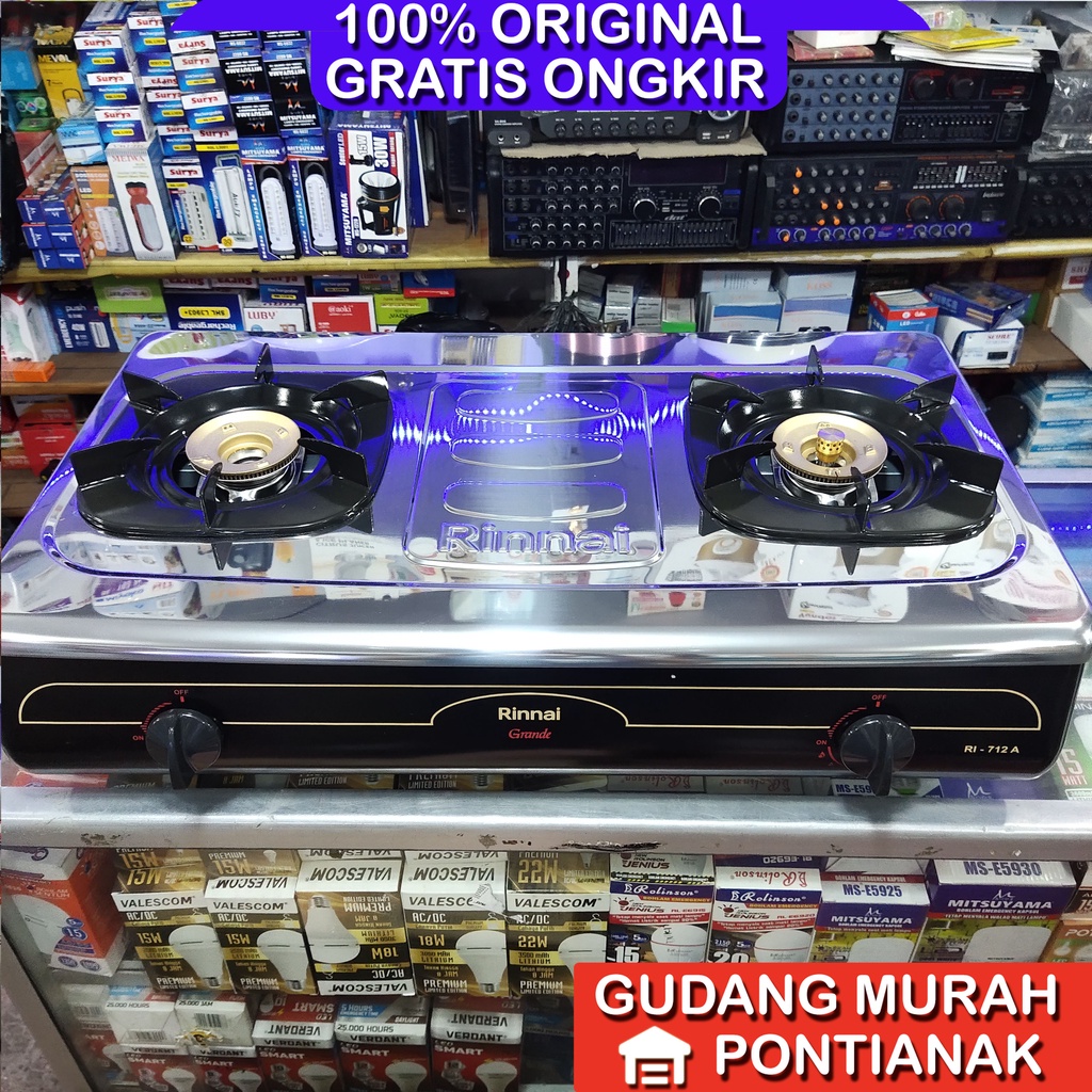 Kompor Gas Rinnai Grande Jumbo api lilin Ri 712 A 712a Body bisa lepas badan bongkar pasang stainless antikarat