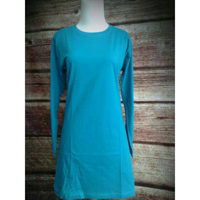 Kaos Cewek Biru Muda/Turkish Polos Muslimah Cotton Combed