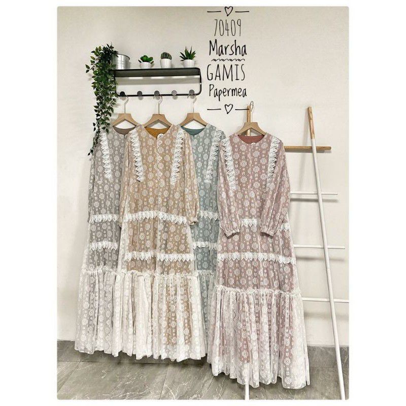 Original dress papermea brukat Import kombinasi dress lebaran READY STOK