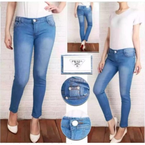 BARANG BAGUS! CELANA JEANS PANJANG WANITA SKINNY BIOBLITZ BIRU MUDA