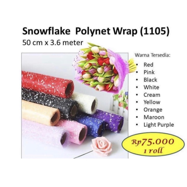 

Snowflake polynet 1105 jaring salju kertas bunga barang florist paper wrap
