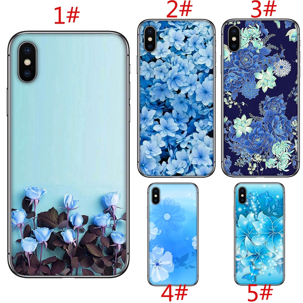 Soft Case Motif Bunga Warna Biru Untuk Iphone 5 5s 6s 7 8 Plus X Xr Max Shopee Indonesia