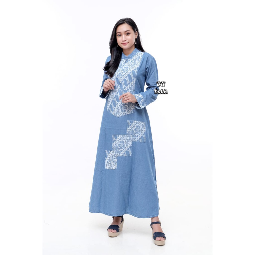 New Gamis Jeans Batik Berkualitas Elegan | Denim | Dress - Ory DN Batik
