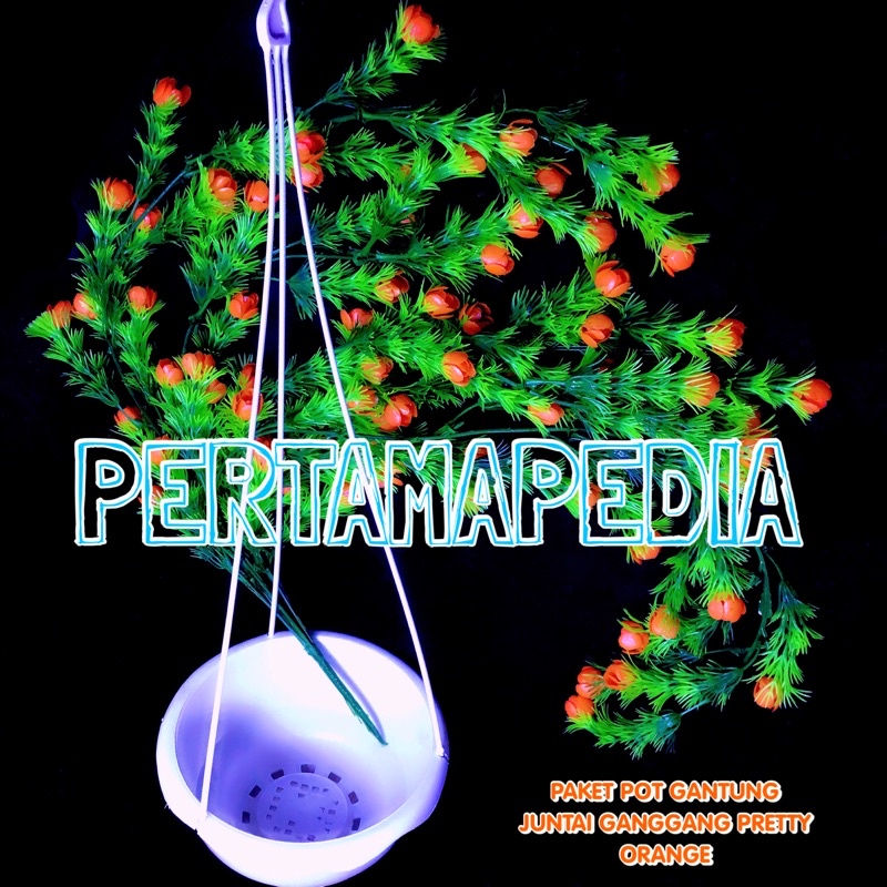 PAKET JUNTAI GANGGANG PRETTY PRITI+POT GANTUNG/Bunga Plastik/Daun Rambat Plastik/Busa Bunga/Dekorasi-2