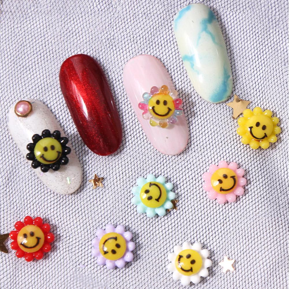 Agustina Dekorasi Nail Art Fashion Kartun Cinta Hati Bunga Matahari Permen Manik-Manik Beruang Perhiasan Nail Art DIY