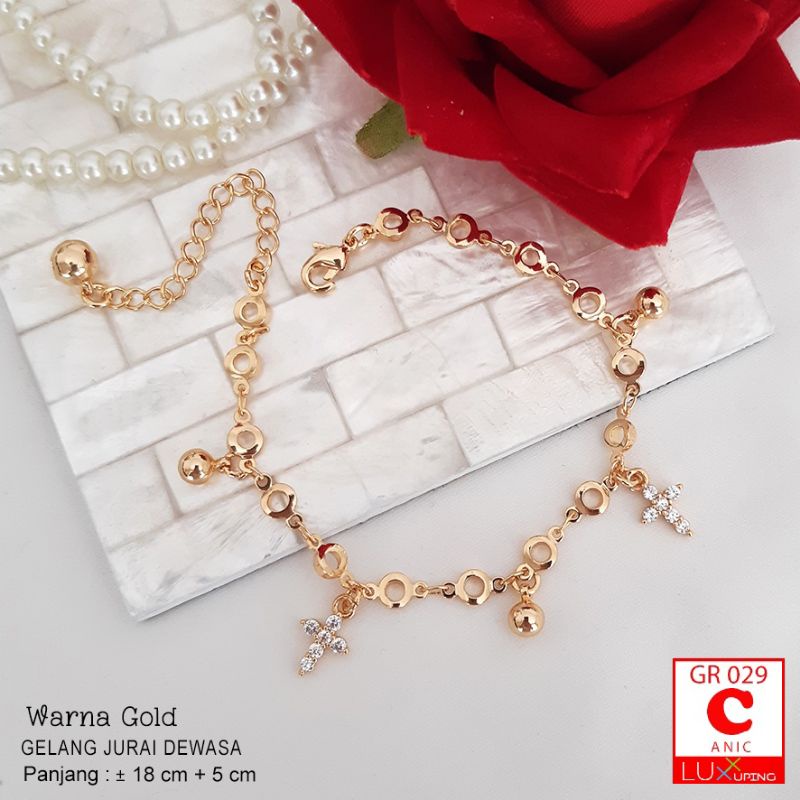 Gelang Titanium Lapis Emas 18k