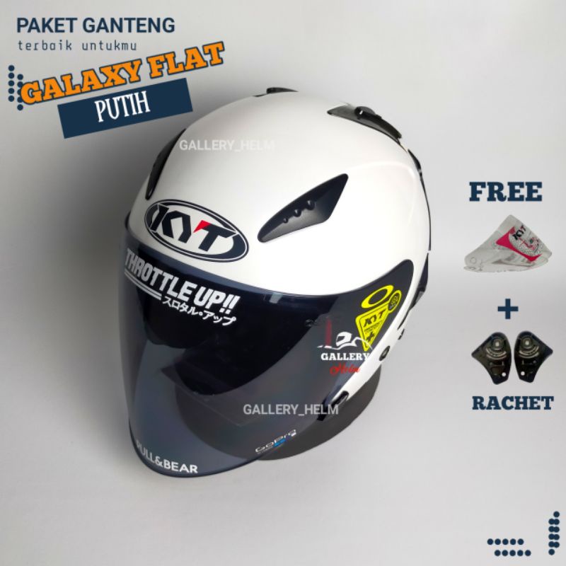 HELM KYT GALAXY FLAT R PUTIH | PAKET GANTENG VISOR VENOM-Smoke+ vsr + rcht