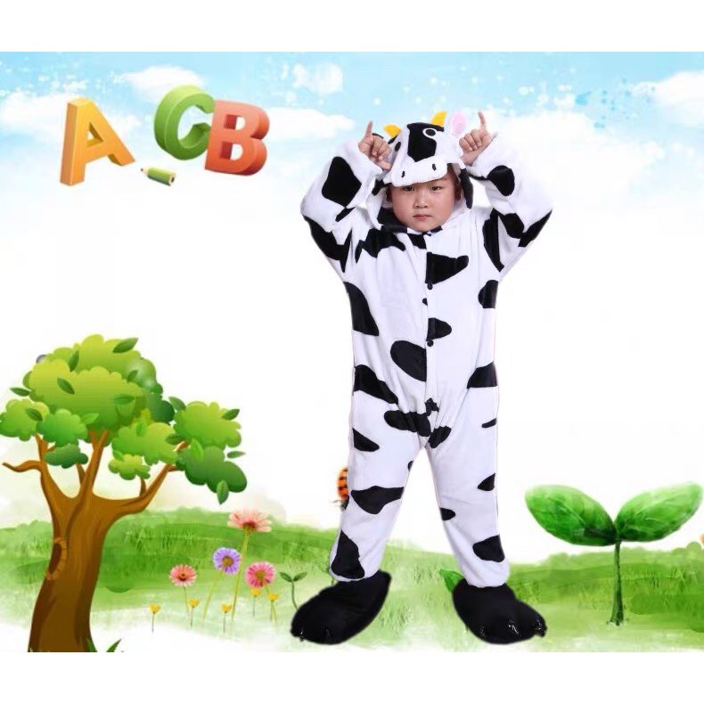 KOSTUM ONESIE SAPI COW COSPLAY PIYAMA ANAK