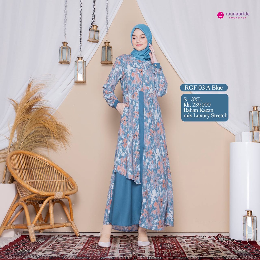 Sarimbit Rauna Couple Keluarga SR 03 BLUE / Sarimbit Rauna Terbaru 2022 / RGF 03A - RGF 03B - RRF 03 - RGAF 03 - RKF 03 - RKAF 03 / Fashion Muslim