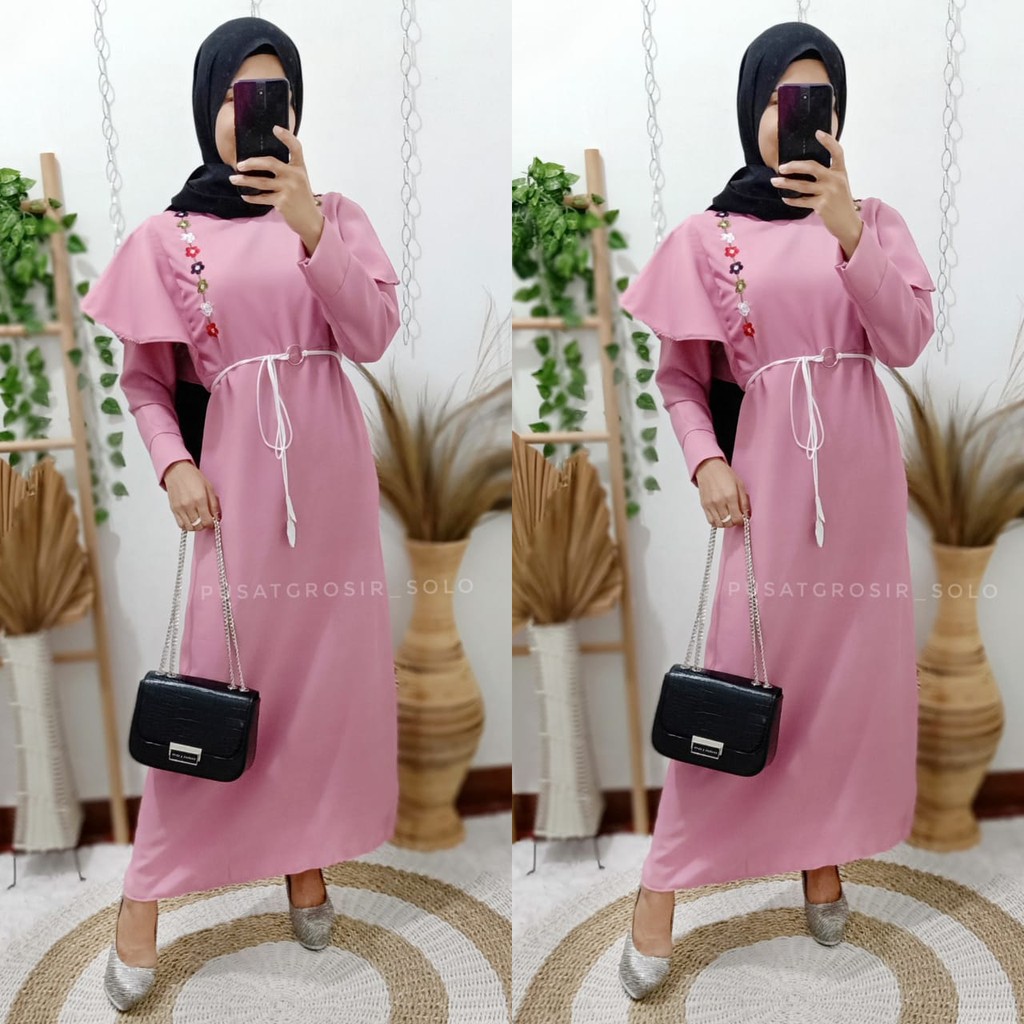 CUCI GUDANG!! VIOLETTA  BORDIR MAXY DRESS PUSATGROSIR_SOLO/ DRESS BORDIR PESTA KONDANGAN FORMAL POLOS