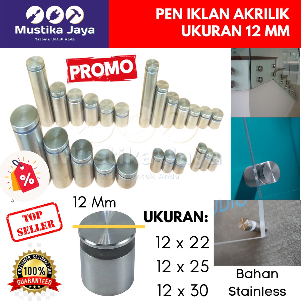 Pen Iklan Akrilik Sign Board Stainless Kaca Baut Papan Akrilik 12 mm