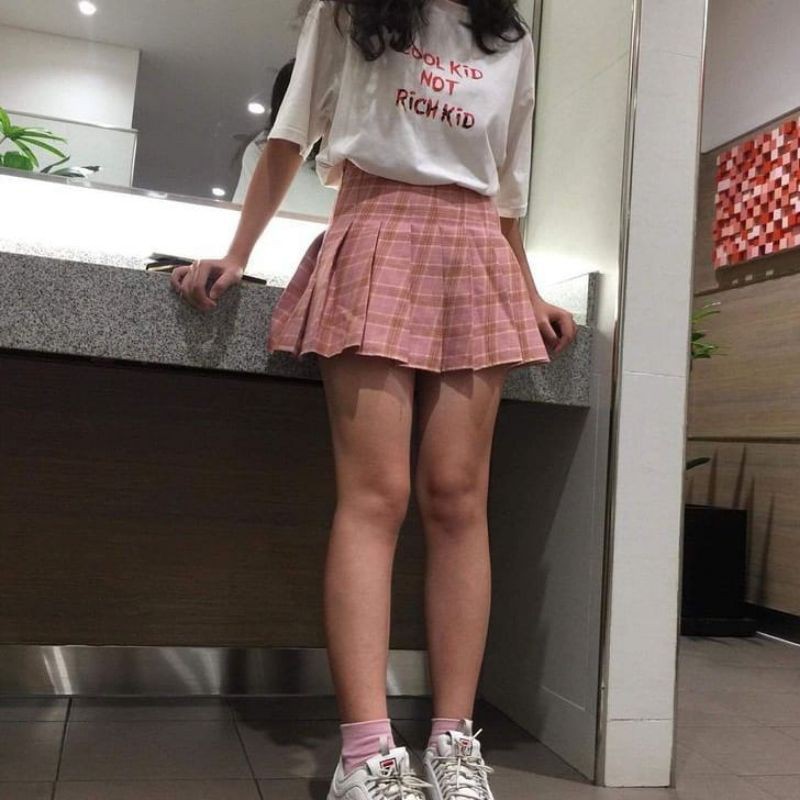 KAWAII GINGHAM PINK TENNIS SKIRT C004