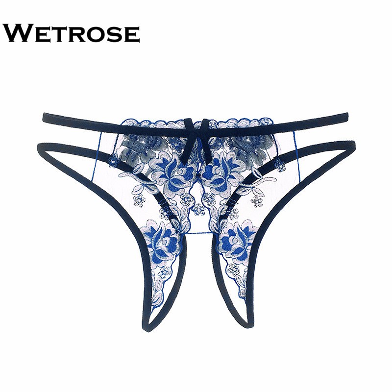 【Wetrose】 Celana Dalam Thong Bahan Lace Desain Bordir Gaya Sexy Erotis Menarik Untuk Wanita