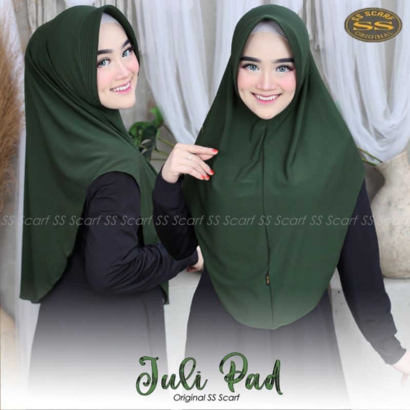 Jilbab Khimar Instan Simpel Juli Pad Ori SS Scraft-Army