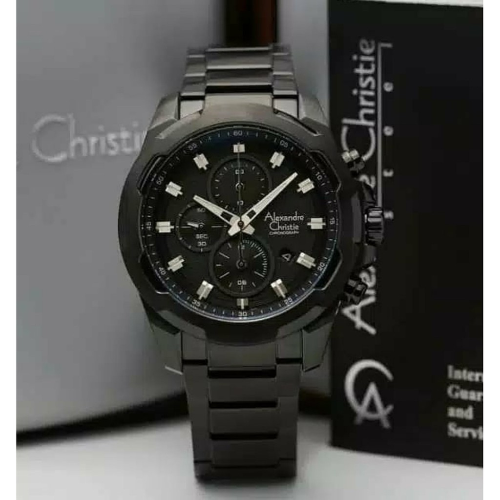 Alexandre Christie Ac6523 Full Black Jam Tangan Pria Original