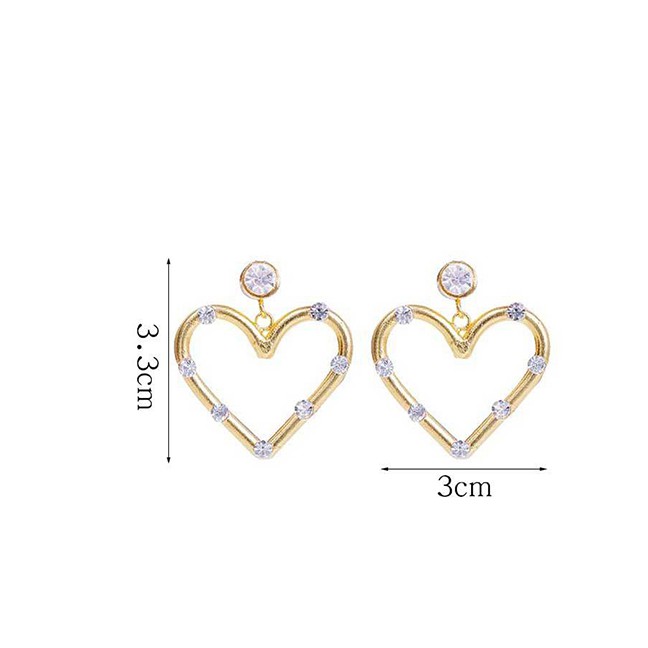 LRC Anting Tusuk Fashion Gold Gold-plated Love Gold-plated Artificial 44795Crystal Earrings D