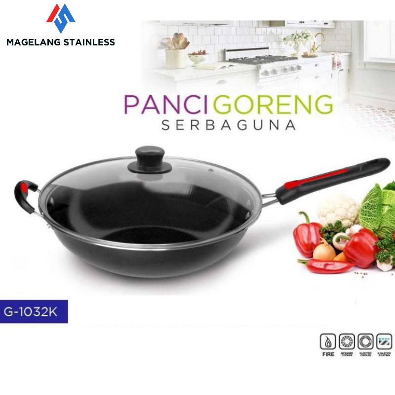 WAJAN ENAMEL TUTUP KACA G-1032/WAJAN GAGANG + TUTUP KACA GSF