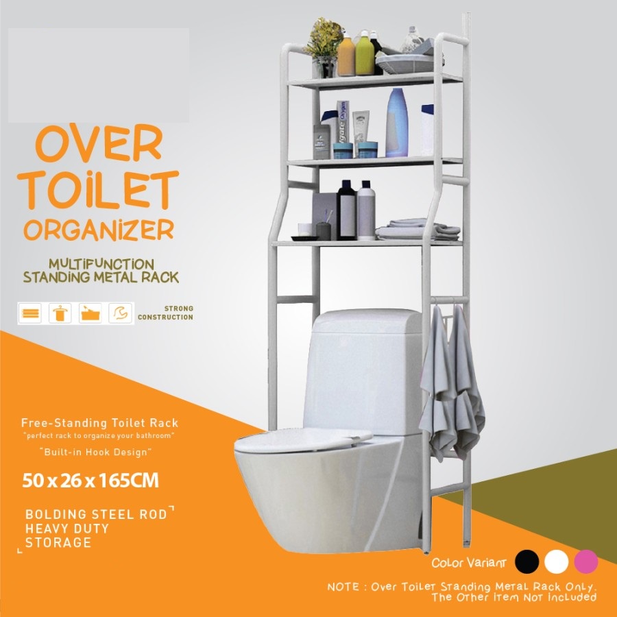 Rak Toilet Organizer WC Kamar Mandi Tissue Sabun Kloset 165 x 50 x 26 cm