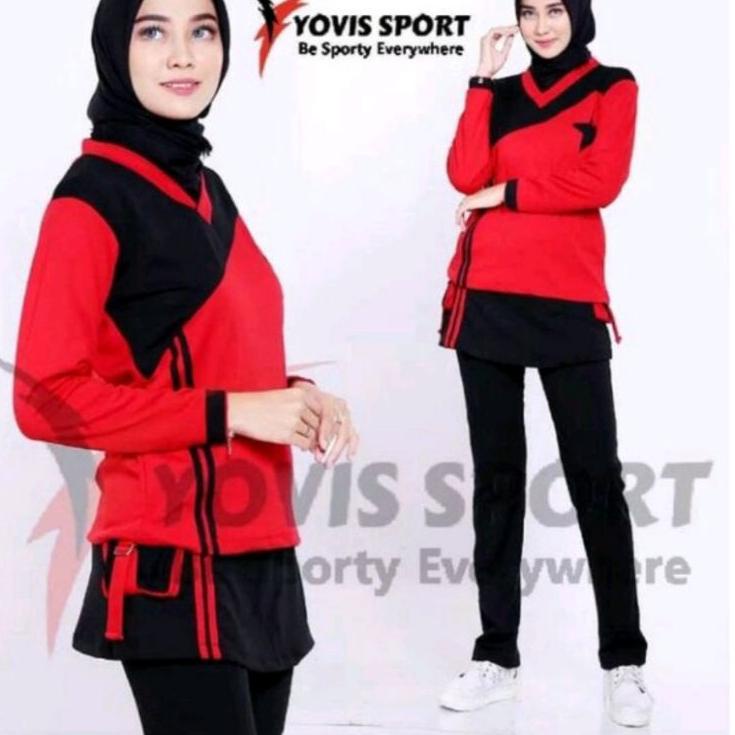 Sangat Nyaman.. Baju Olahraga Sepeda Wanita Muslimah Setelan Baju Senam Tunik Aerobic Edisi Kemerdek