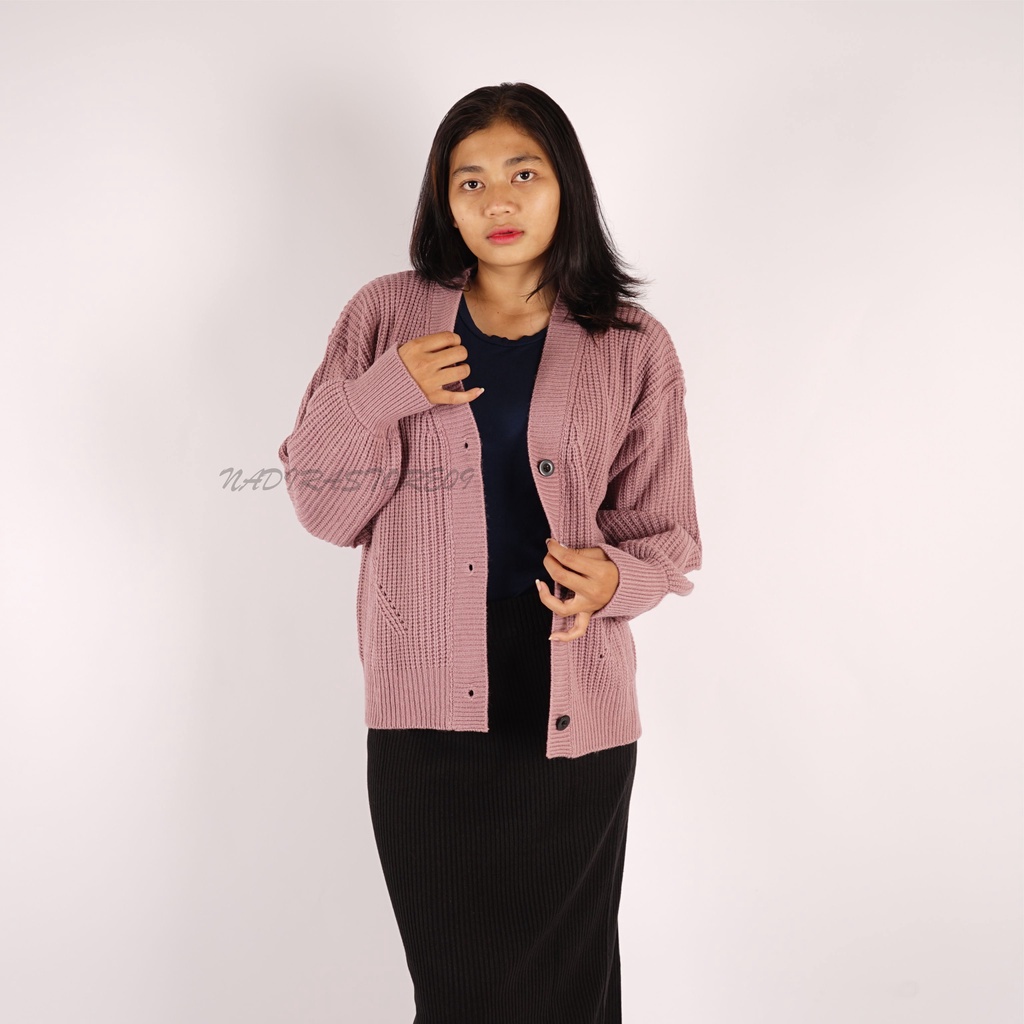 CARDIGAN RAJUT KANCING CORAK PREMIUM