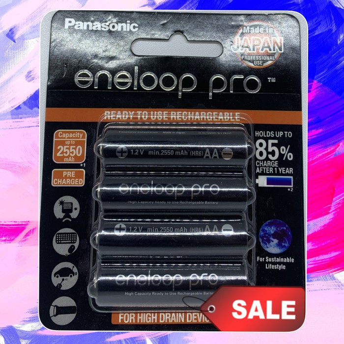 Baterai Eneloop Pro Black 2500Mah AA - Battery Cas Eneloop AA 2550Mah ISI 4 Batre Cas AA Eneloop AA