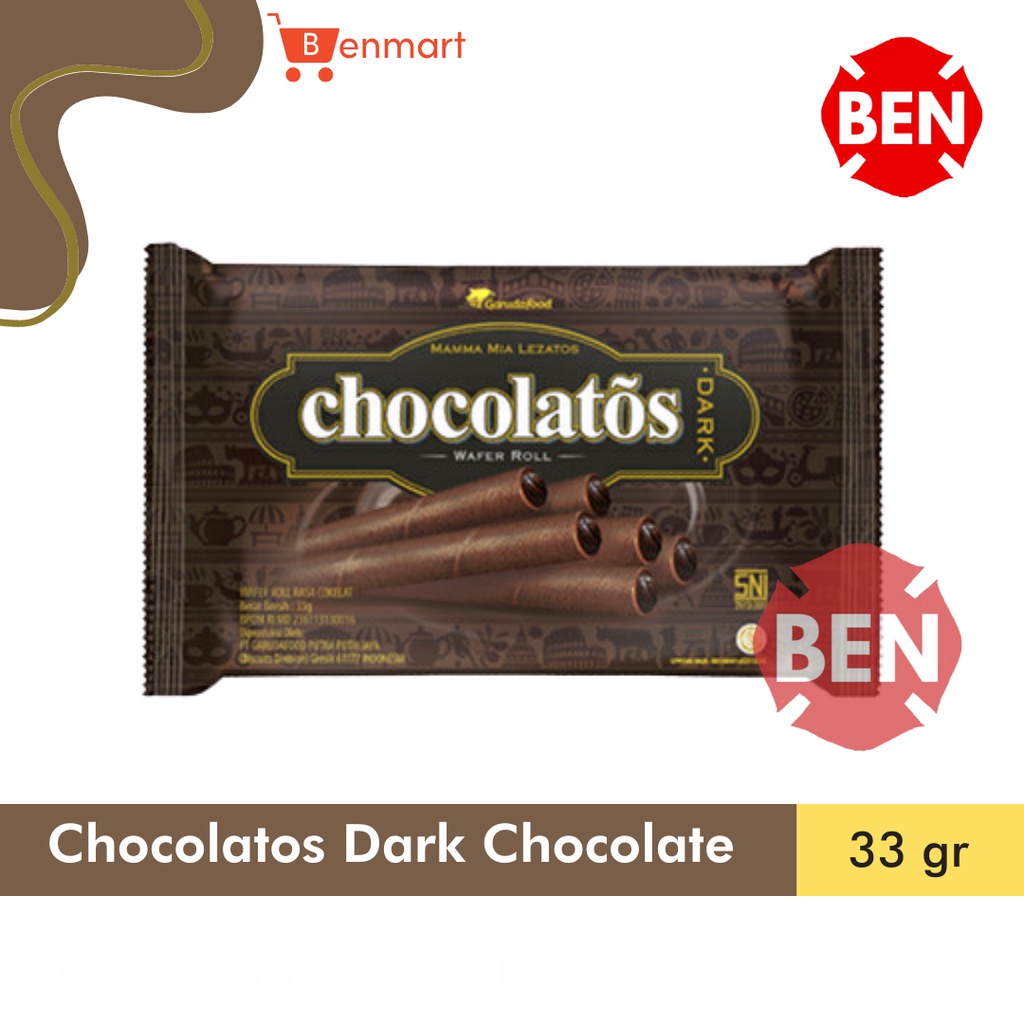 

Chocolatos Dark Chocolate 33g 33gr 33 g gr - Coklat Cokelat Wafer Roll