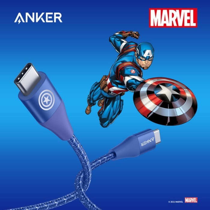 Kabel Charger Anker xMarvel PowerLine+II 3ft USB-C toUSB A9547 - Iron Man