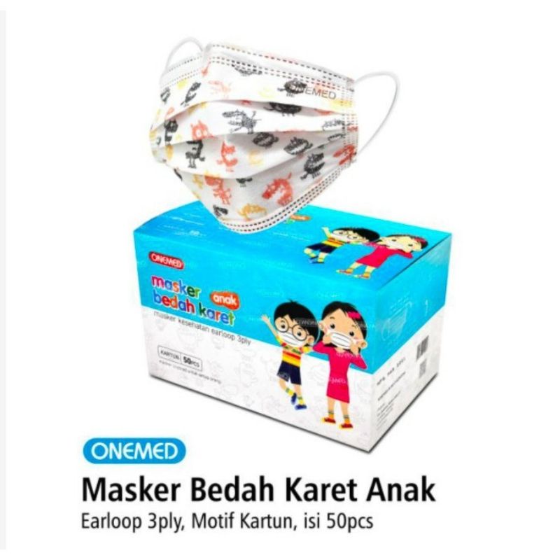 Masker Bedah 3 ply anak one med 50/Masker Medis Anak