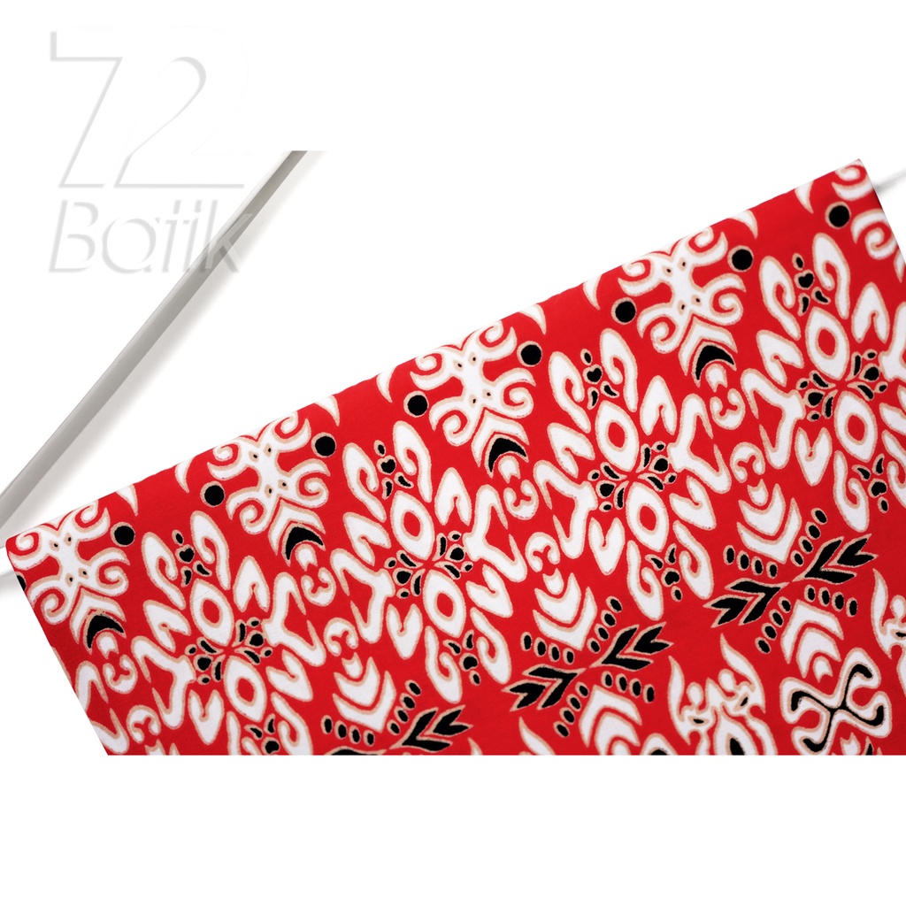 KAIN BATIK PREMIUM Bahan Katun Motif Cakra Warna Merah Putih 724718 Cap 72 Jarik Jarit Samping Kebat