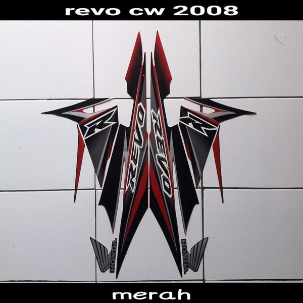 stiker motor revo cw 2008 merah