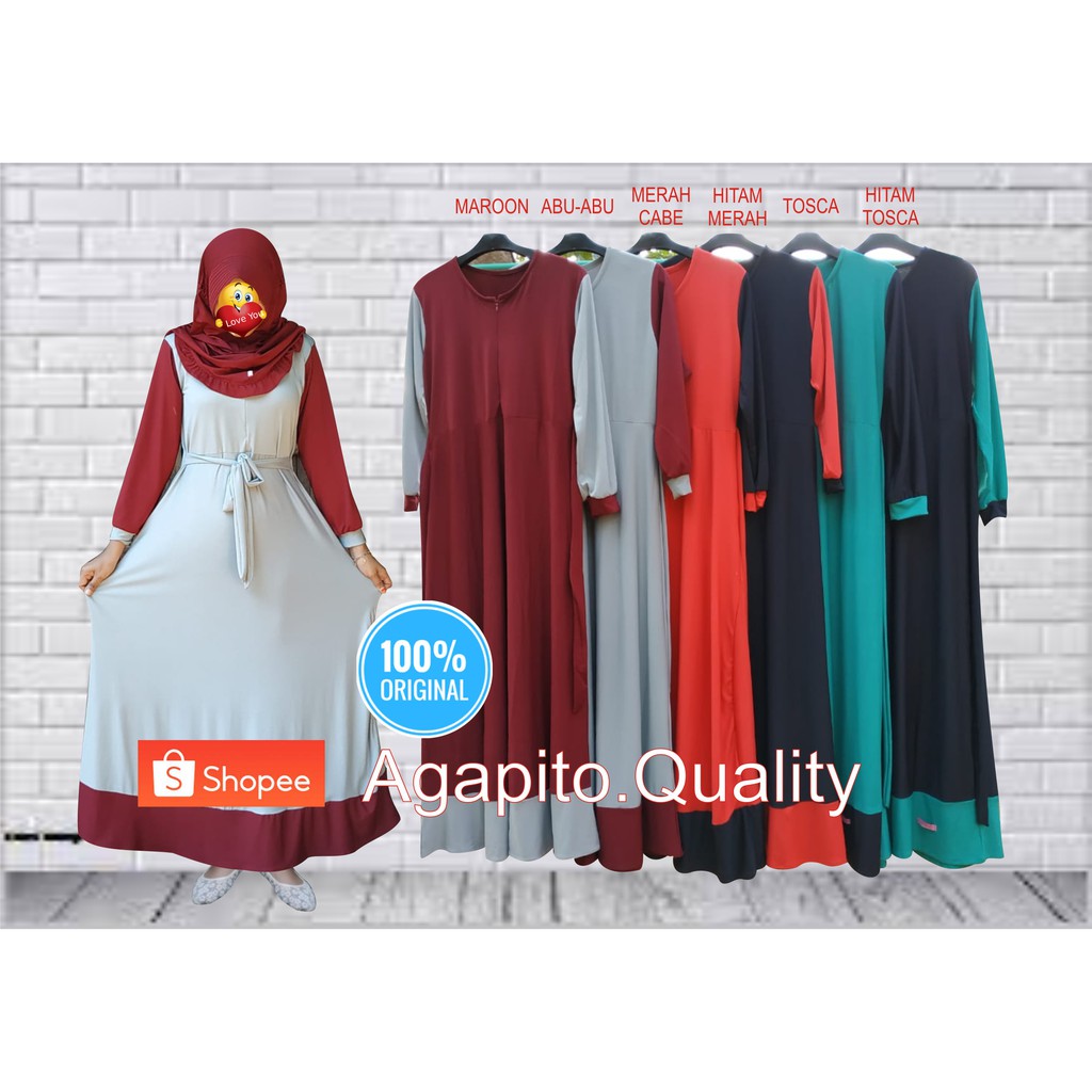 GAMIS SYARI JERSEY TEBAL LEMONSKIN / GAMIS JERSEY MURAH