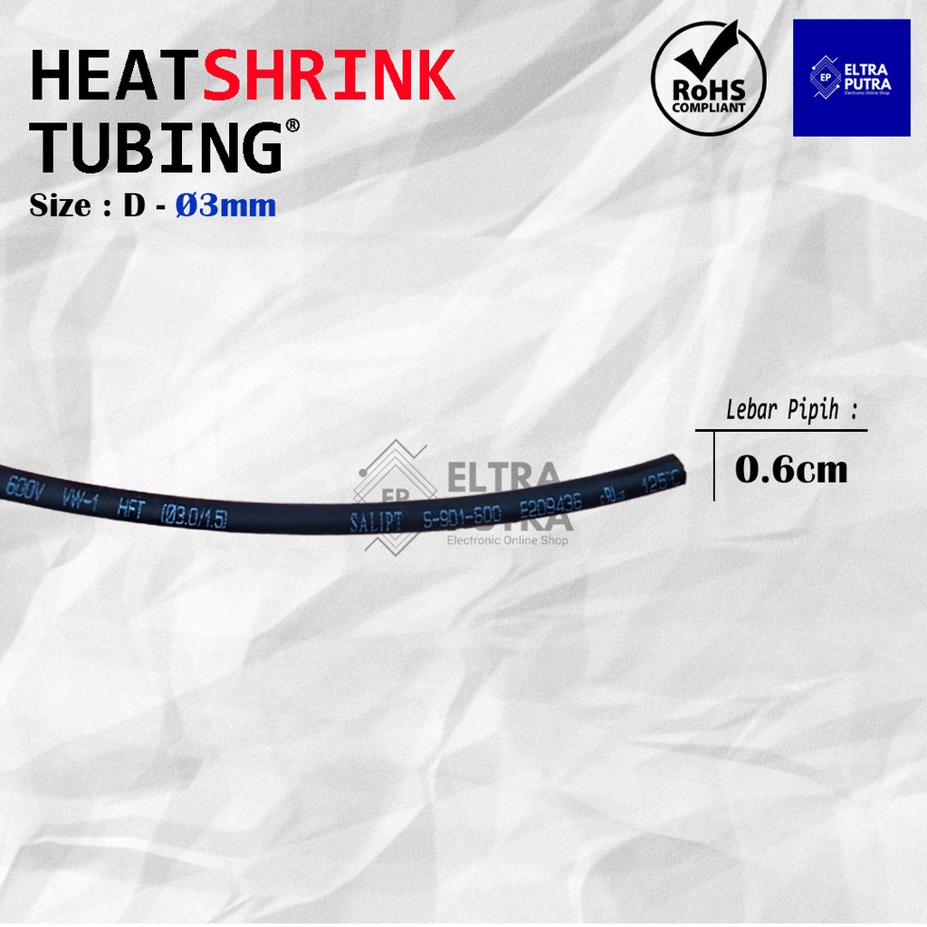 HEATSHRINK 3mm Warna Warni LENGKAP Ecer, Selongsong Selang Bakar ISOLASI BAKAR (1 Meter)