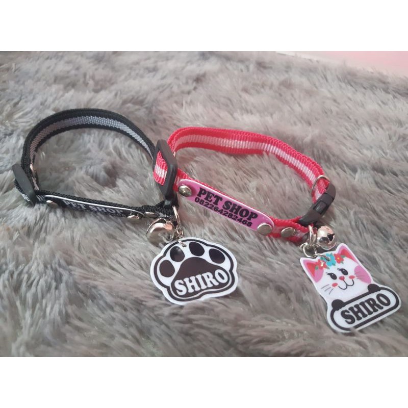 kalung kucing custom nama pemilik &amp; hewan