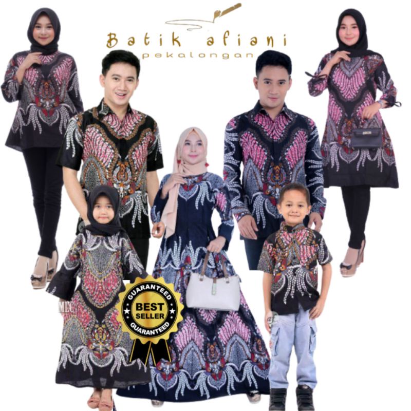 Batik Couple Keluarga Sania Ruffle Ori Ndoro Jowi Dnt Motif Madu Merah TERMURAH DI SHOPEE