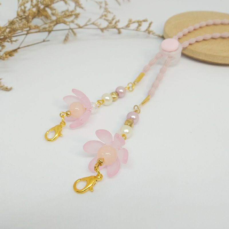 TALI MASKER KONEKTOR HIJAB / STRAP MASK 2 IN 1 KELOPAK BUNGA-2