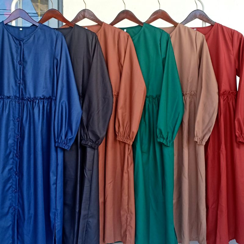 New-Tunik Wanita Toyobo/Baju Atasan Polos_Tunik Nadira Rempel Kancing Depan -Bahan Toyobo Premium