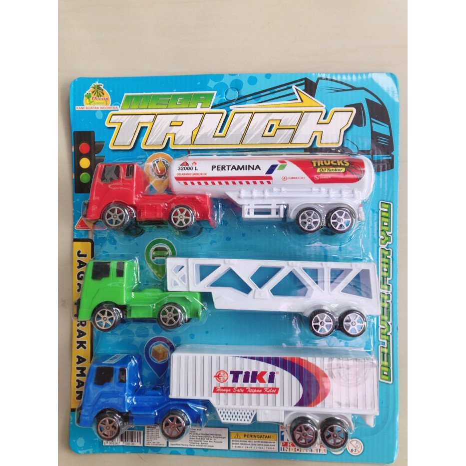 Mainan Mobil Truck Expedisi Mega set 3pcs OCT 6367 - Mainan Mobilan Truck Anak Laki Laki Murah  ST