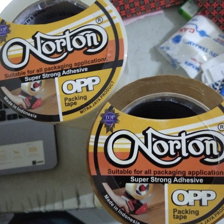 Lakban Norton 2 inch bening coklat - Cokelat
