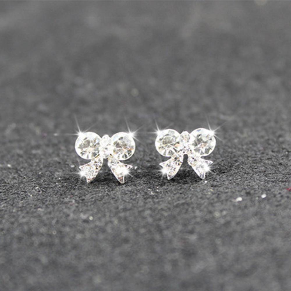 Timekey Anting Tusuk Hias Kristal Berkilau Simple Untuk Wanita A6K1