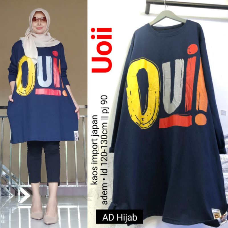 BAJU ATASAN WANITA JUMBO BIG SIZE KAOS LD 120-130  // UOII TUNIK BY AD HIJAB FASHION HQ