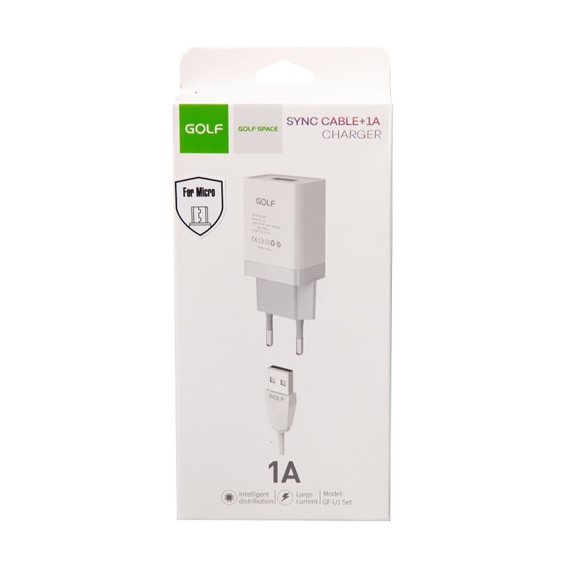 Ready Charger Golf GF-U1 1Ampere For Micro High Quality Sync Cable + 1A