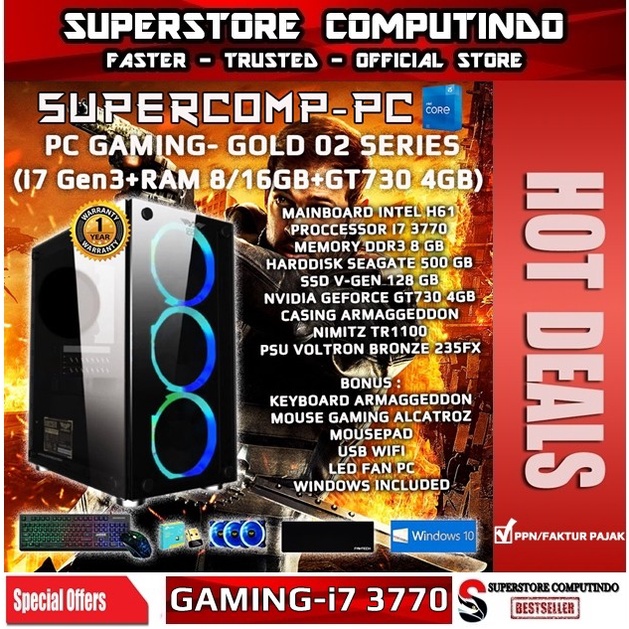 PC Rakitan Gaming Core i7-RAM 8/16GB-GOLD 02 Series-Siap Pakai