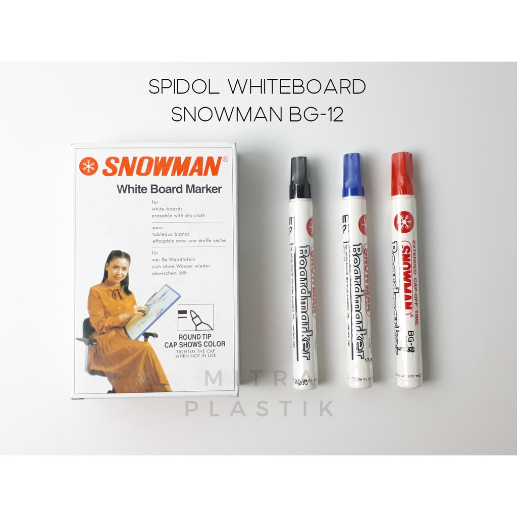 

Spidol Snowman White Board Marker BG-12 Spidol Merah Hitam Biru Papan Tulis BG12 Whiteboard