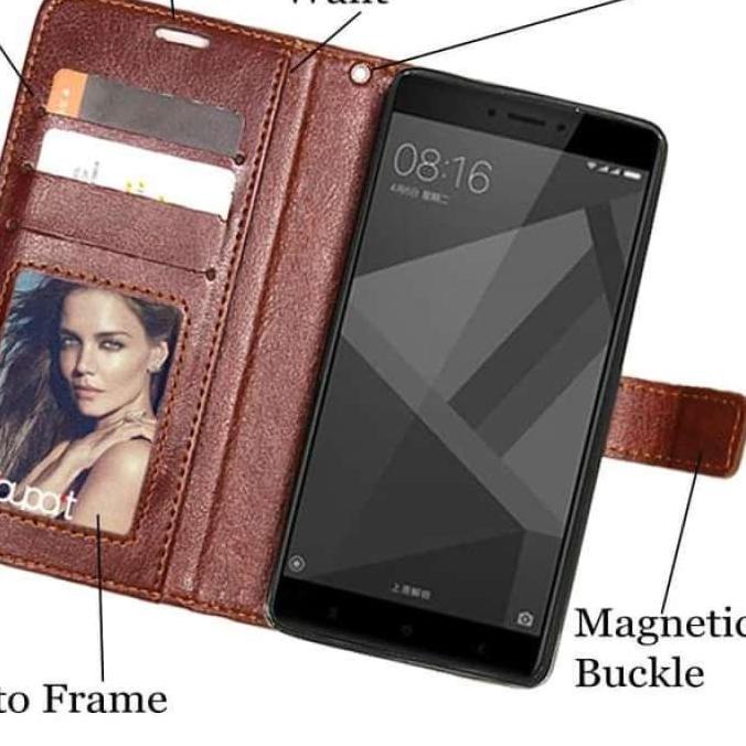 Leather Flip Case  INFINIX 11 PLAY  ~ FLIP WALLET CASE KULIT - CASING DOMPET-FLIP COVER LEATHER-SARU